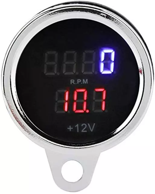 Tachometer - 2 in 1 Waterproof Motorcycle LED Digital Voltmeter Tachometer Gauge