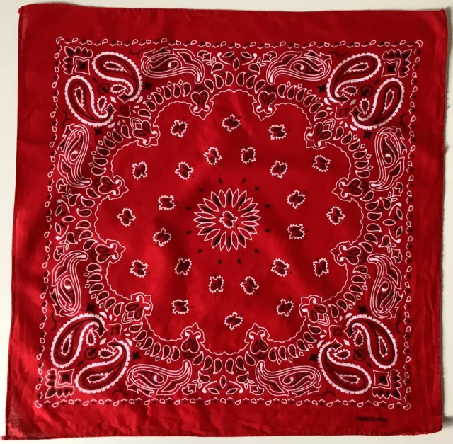 10 sciarpa bandana vintage vintage 20 pollici quadrata design paisley rossa 100% cotone