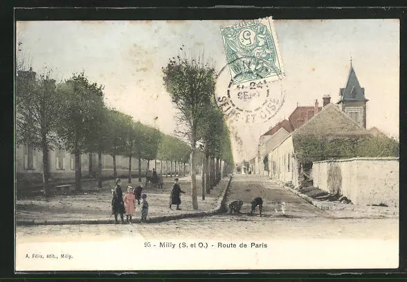 CPA Milly, Route de Paris
