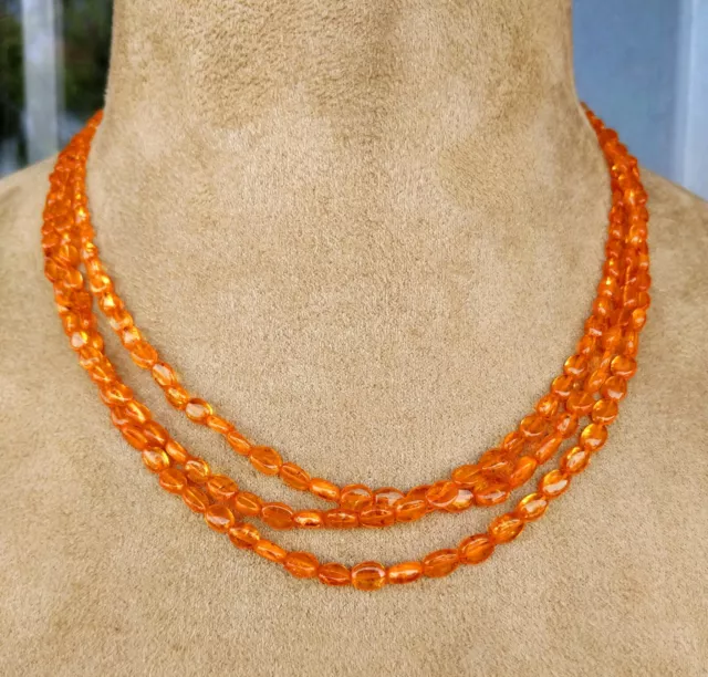 Collar Mandarina Naranja Granate Hecho a Mano Piedra Preciosa Natural Tumbbled 2