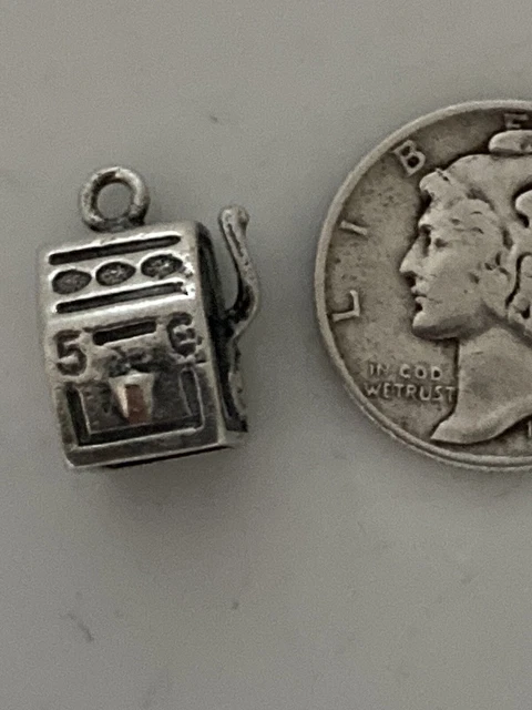 Vintage Sterling Silver Charm Slot Machine Casino Cute