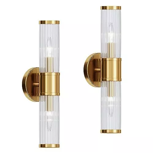Linour Wall Sconces Set of Two Gold Morden Wall Lamp for Bathroom Gold-2Pack