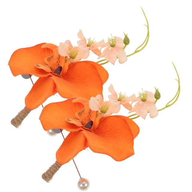 2 Pcs Wedding Floral Breast Pin Photographic Props Wrist Flower Dress