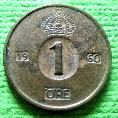 1960 Sweden 1 Ore Coin  -  # 148/2/24