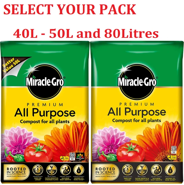 MIRACLE-GRO ALL PURPOSE Enriched Compost Soil Potted Garden Flower ...