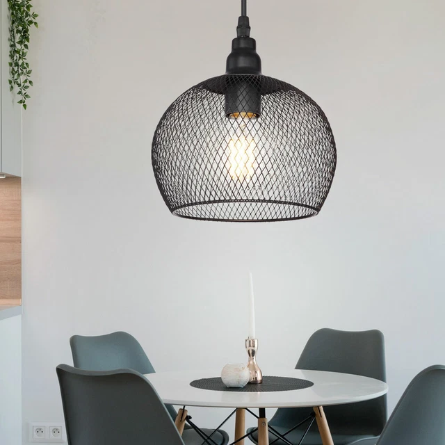 Gitter Hänge Lampe Pendel schwarz Wohn Zimmer Beleuchtung Käfig Hänge Leuchte