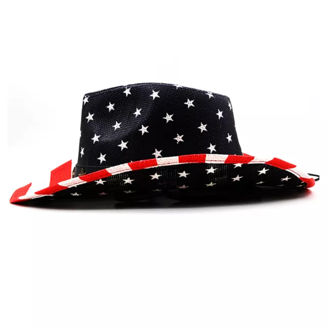 AMERICAN FLAG COWBOY Hat, Bright Red, White, Blue Western USA Shape-It ...