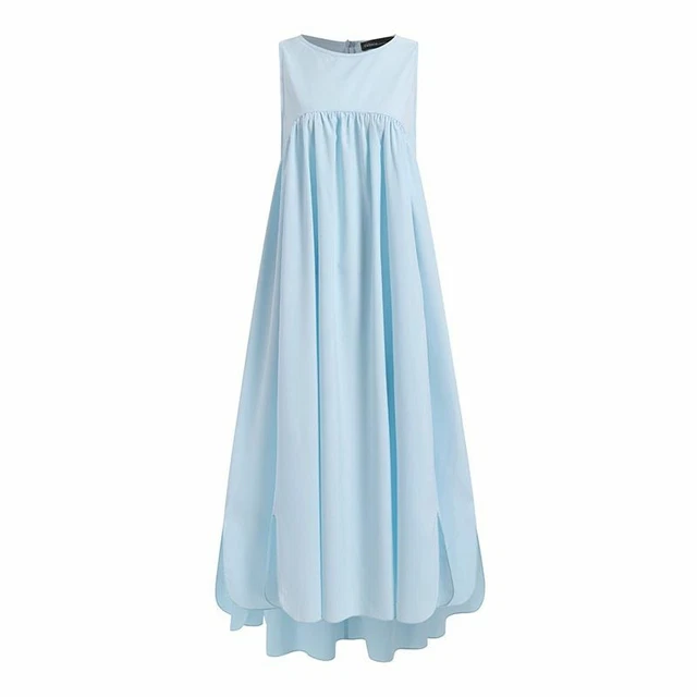 Donna Maniche Girocollo Swing Prendisole Serbatoio Maxi Abito Moda Elasticizzato