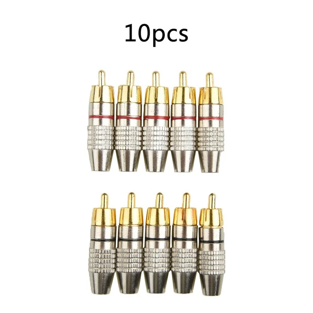 Super Rca Fiche 10 Pièce Mâle Câble Fiche Accessoires Audio Vidéo 11x45mm