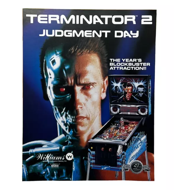 Williams Terminator 2 Pinball Flyer Original 90s Promo Retro Game Art T2 Vintage