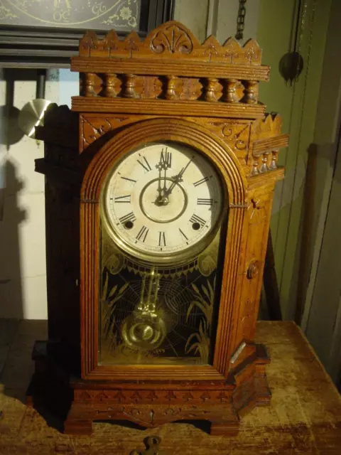 Antique Rare Wm. Gilbert "Altai" 1885  Black Walnut Shelf Clock Working Well