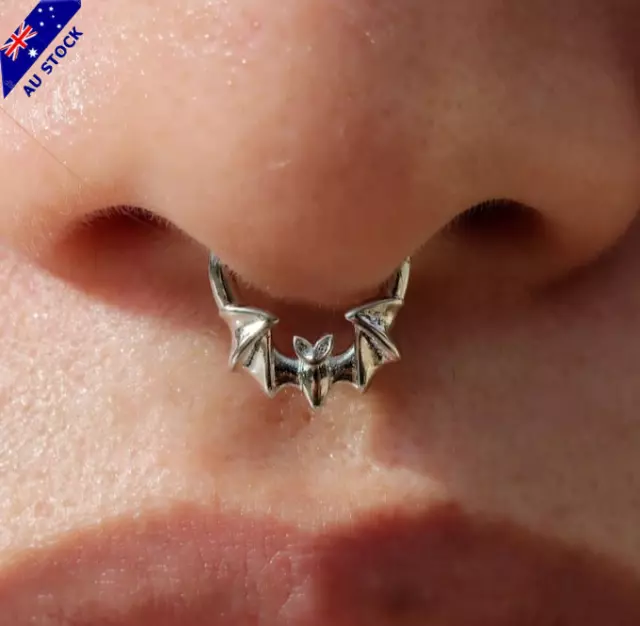 16g Surgical Steel Bat Nose Ring Clicker Hinged Septum Segment Helix Piercing