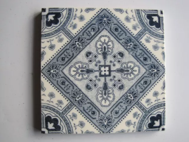 Antique 6" Victorian Wedgwood Blue & White Transfer Print Wall Tile C1887  #469