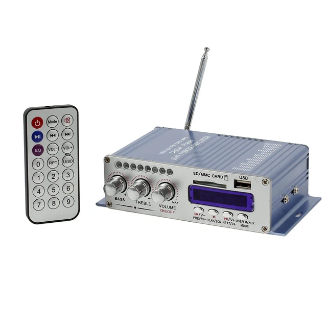 12V Mini Amplificateur Audio Stéréo Hi-Fi Amp pour Mp3 (USB + SD + FM) Voiture