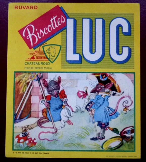 Buvard - Biscottes Luc - Le Rat De Ville..illustrateur Fable La Fontaine Superbe