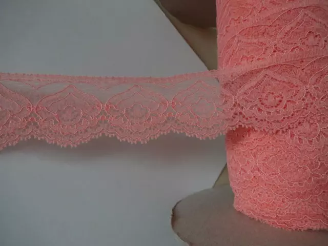 Französische elastische Spitze,Spitzenborte,Lace apricot orange 4,5cm breit