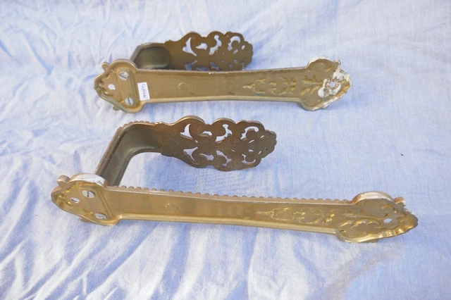 Vintage Pair Curtain Tie Back/Drape Overs Gilt Brass Italian Mid To Late Century 6