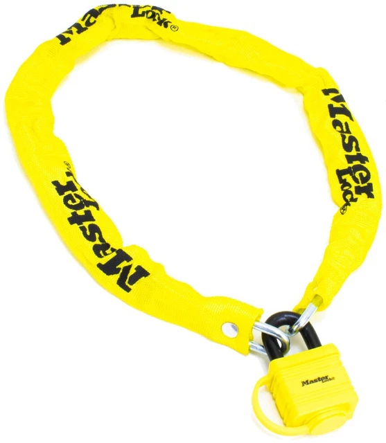 Chaine velo antivol en acier lamine Jaune Cadenas de securite longueur 90 cm