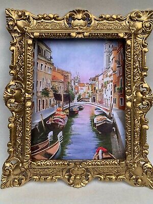 Encadré Baroque Image Venise Bateaux Pont Gondole Tableau Mural 45x37 Italien