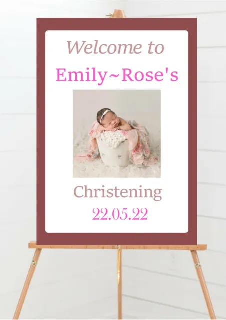 Personalised Birthday Christening Baby Shower Board  Party Table Sign Any Text