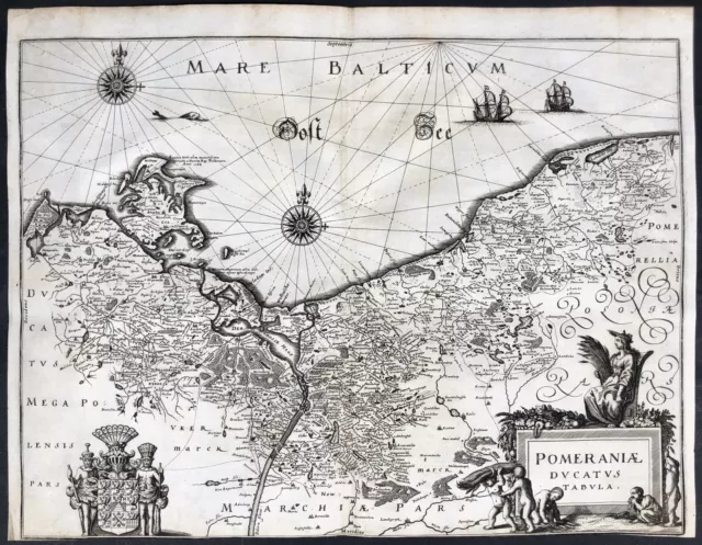 Pommern Vorpommern Polen Polska Poland Kupferstich Karte map Merian 1650