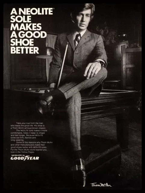 1970 Thom McAn "A Neolite Sole Makes A Good Shoe Better" Pool Table Print Ad