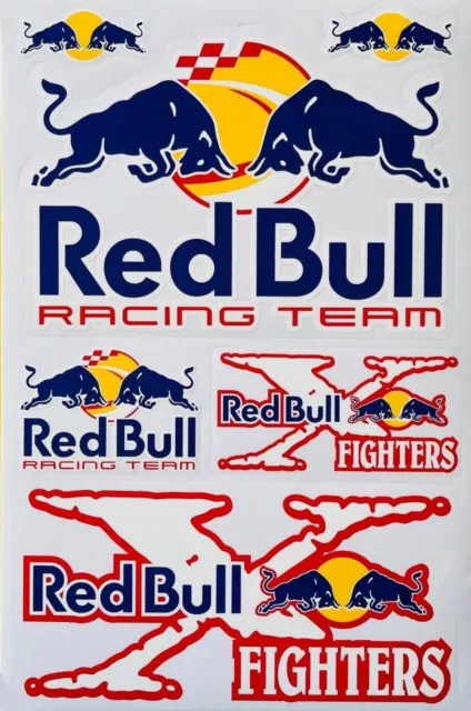 Kit 6 Adesivi Red Bull Redbull Moto Adesivi Auto Tuning Monster Energy Blu Skate