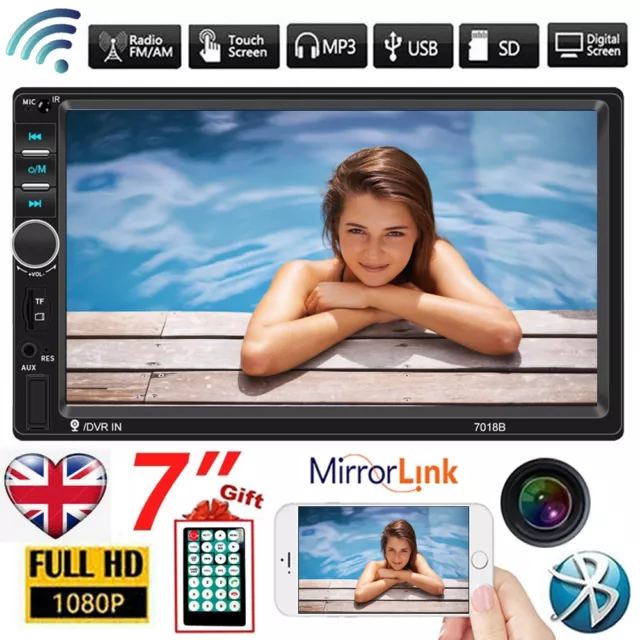 Double 2 Din Car Stereo Radio 7" Bluetooth USB AUX TF IOS/Android MP5 Player