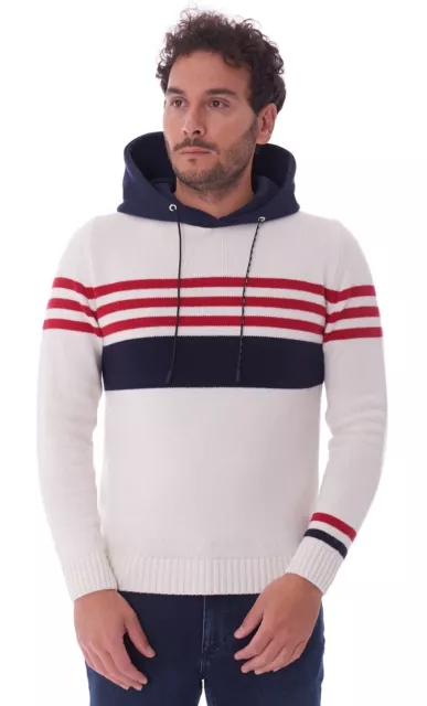 Suéter - 30% Sudadera PMDS Hombre Auge Azul/Crema Made IN Italy