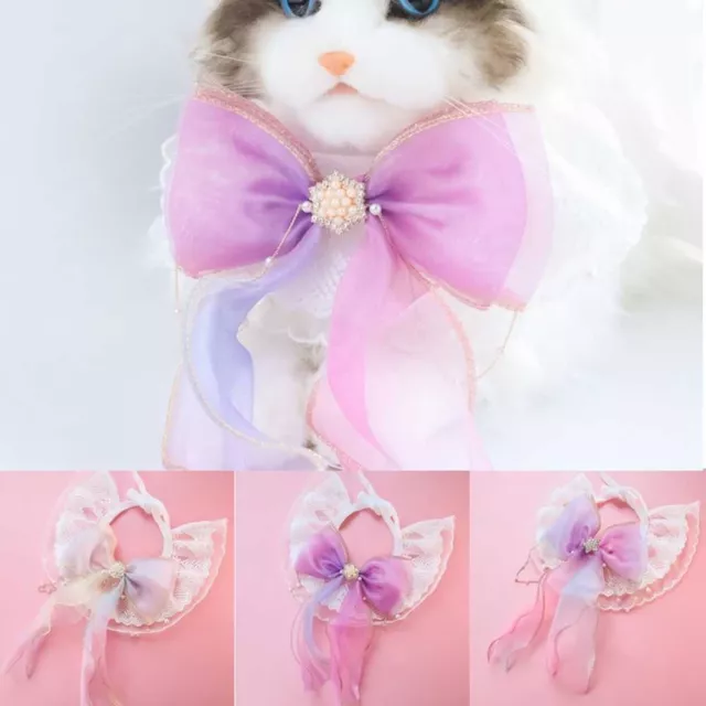 Accessories Pearl Necklace Bow Dog Bell Pet Bow Collar Glitter Pearl Bowknot