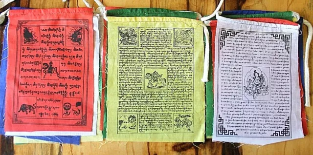 5 Flap 18x14cm PRAYER FLAGS Wind Horse Traditional Tibetan Buddhist Banner