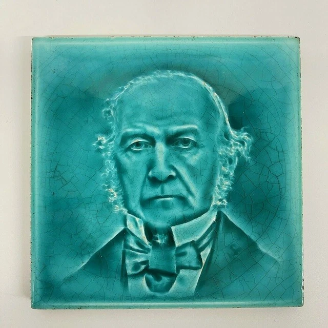 Antique Moulded Portrait Tile of William Ewart Gladstone C1890 Prime Minister 3