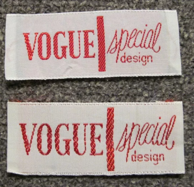 Lot of 2 "Vogue Special Design" Sew In Garment Labels