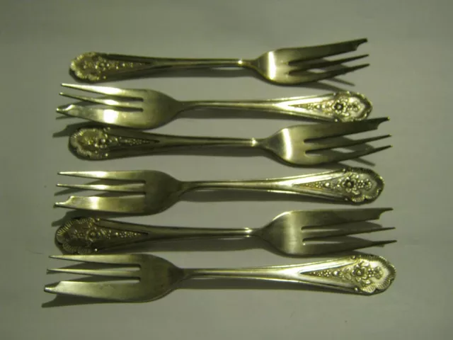 1950s Israel 100 י. פרינצנטל J Prinzenthal Set of Six Pie Forks Floral Pattern