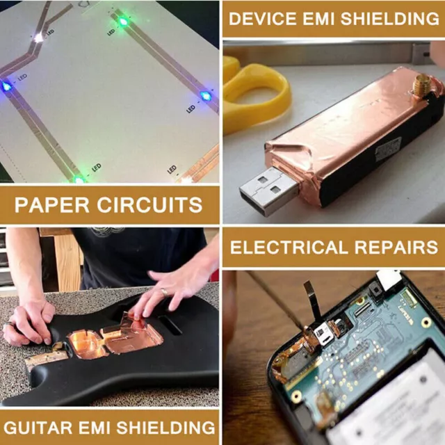 Double Sided Copper Foil Tape 10M x 50MM EMI Shielding Conductive Adhesive Tapes 2