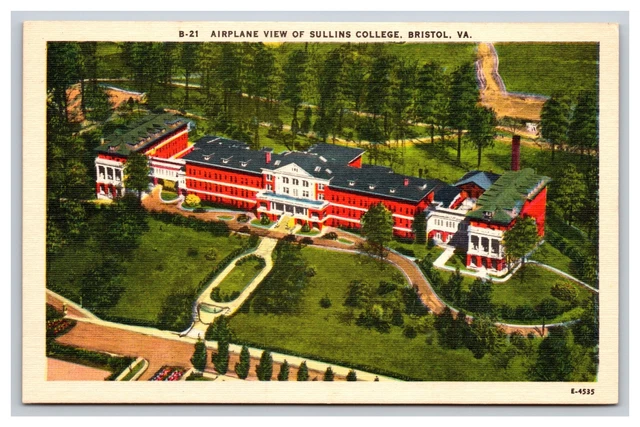 Airplane View Of Sullins College, Bristol Virginia VA Postcard