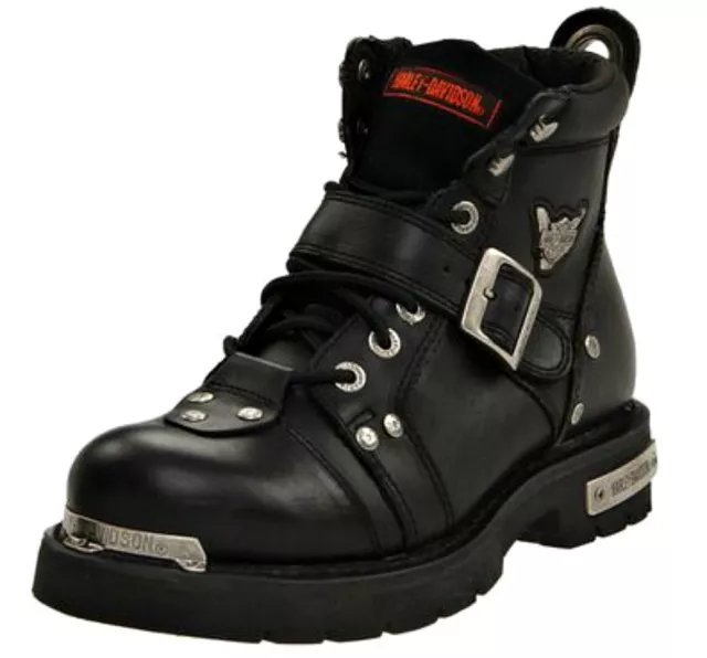 HARLEY-DAVIDSON FOOTWEAR Mens Brake Buckle Black Leather Motorcycle Boots D91684