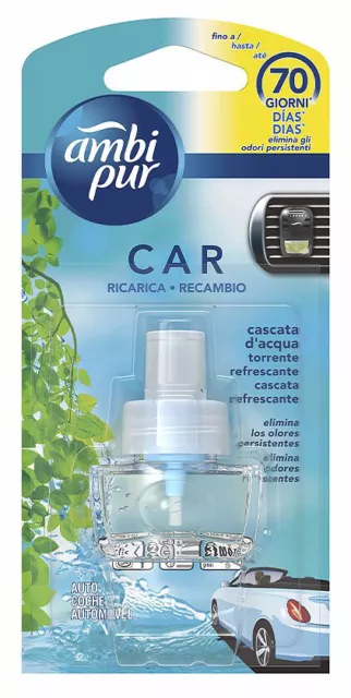 2x Ambi-Pur Auto Deodorante Bocchetta Ricambio Acqua Made In Italy