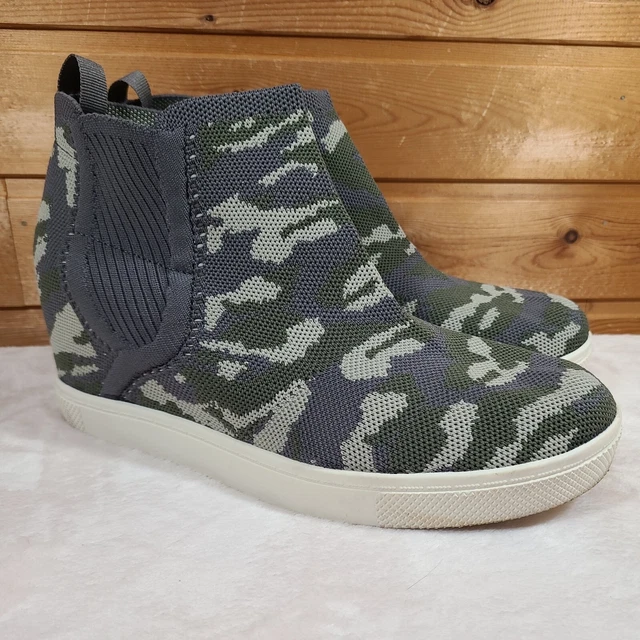 Torrid Knit Sneaker Wedge Camo Women's Size 10.5WW Hidden Heel Side Zip EUC
