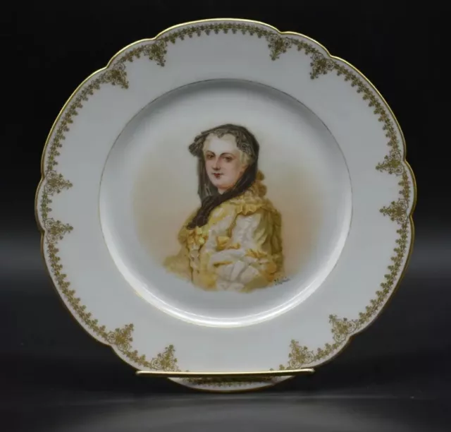 Sevres Chateau De St Cloud French Signed Debrie Gold Marie Leczinka 9 1/2" Plate