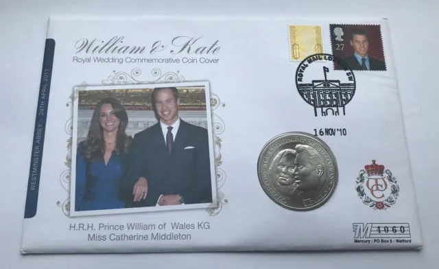 2010 Alderney Real Compromiso Boda William Y Kate 5 Cinco Libra Moneda Funda