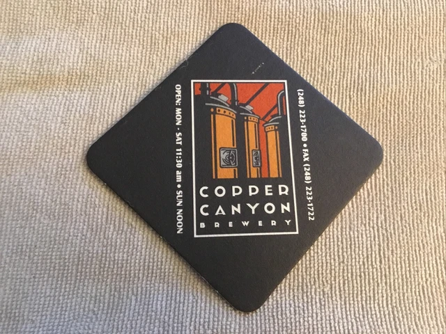 Copper Canyon Brewery Beer Coaster, Southfield, MI