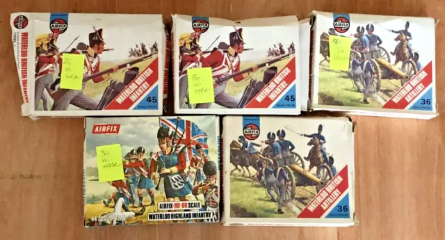 Airfix Waterloo British & Highland Infantry, Artillery  (5 boxes) H0/00 figures