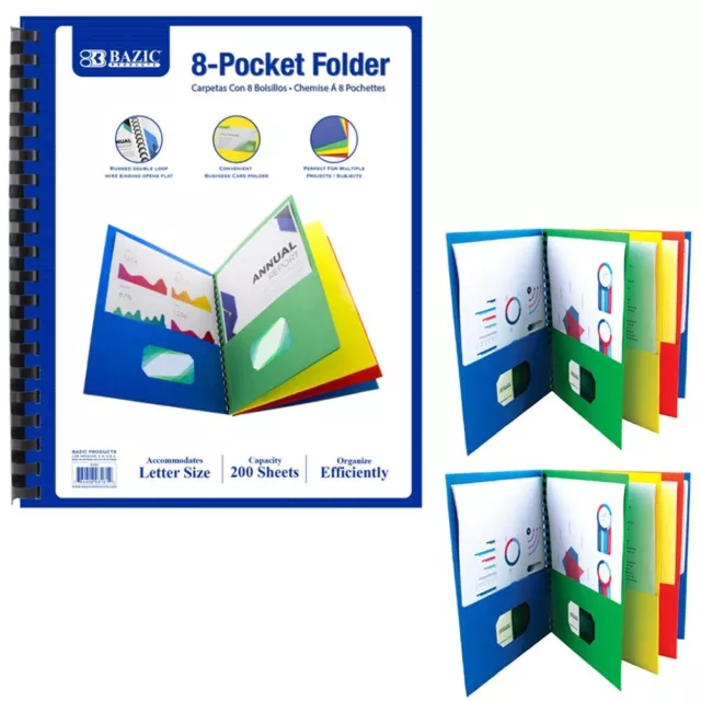 2 PC 8 Poche Dossier Organiser Lettre Taille Document Relieur Bureau École