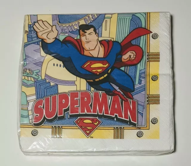 Vintage 1996 Superman: The Animated Series 5" Party Napkins 16 Pack BRAND NEW!