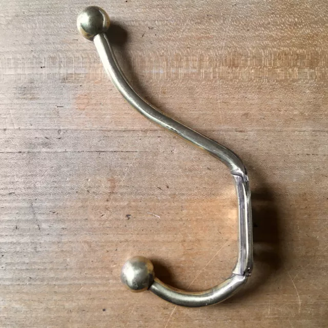 Antique Brass Coat Hook Victorian Vintage Reclaimed Old