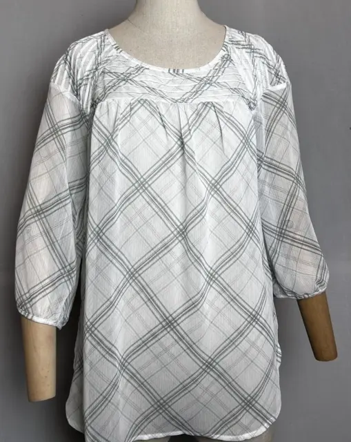 NWT LC Lauren Conrad Pintuck Peasant Women’s Blouse Small Blue & Grey Stripped