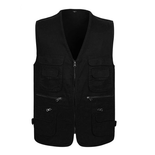 Gilet da viaggio esterno nero da uomo perfetto per la fotografia e il lavoro