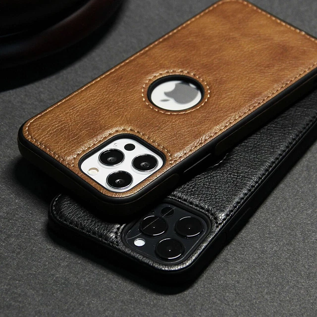 For iPhone 13 12 Pro Max Case Slim PU Leather Luxury Thin Shockproof Cover Decor