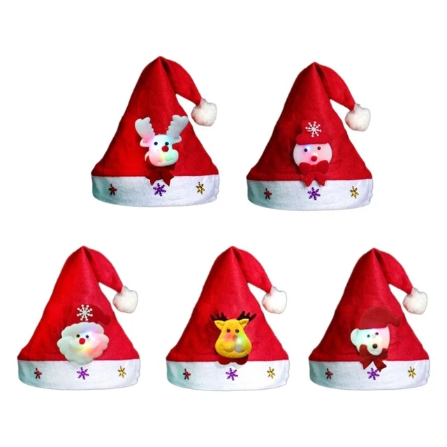 LED LIGHT UP Christmas Santa Hat StandOut Eye Catching Flashing Sata